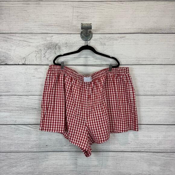 Shein Curve Plus Size Red & White Gingham Pull On Shorts Size 7X - Picture 1 of 5